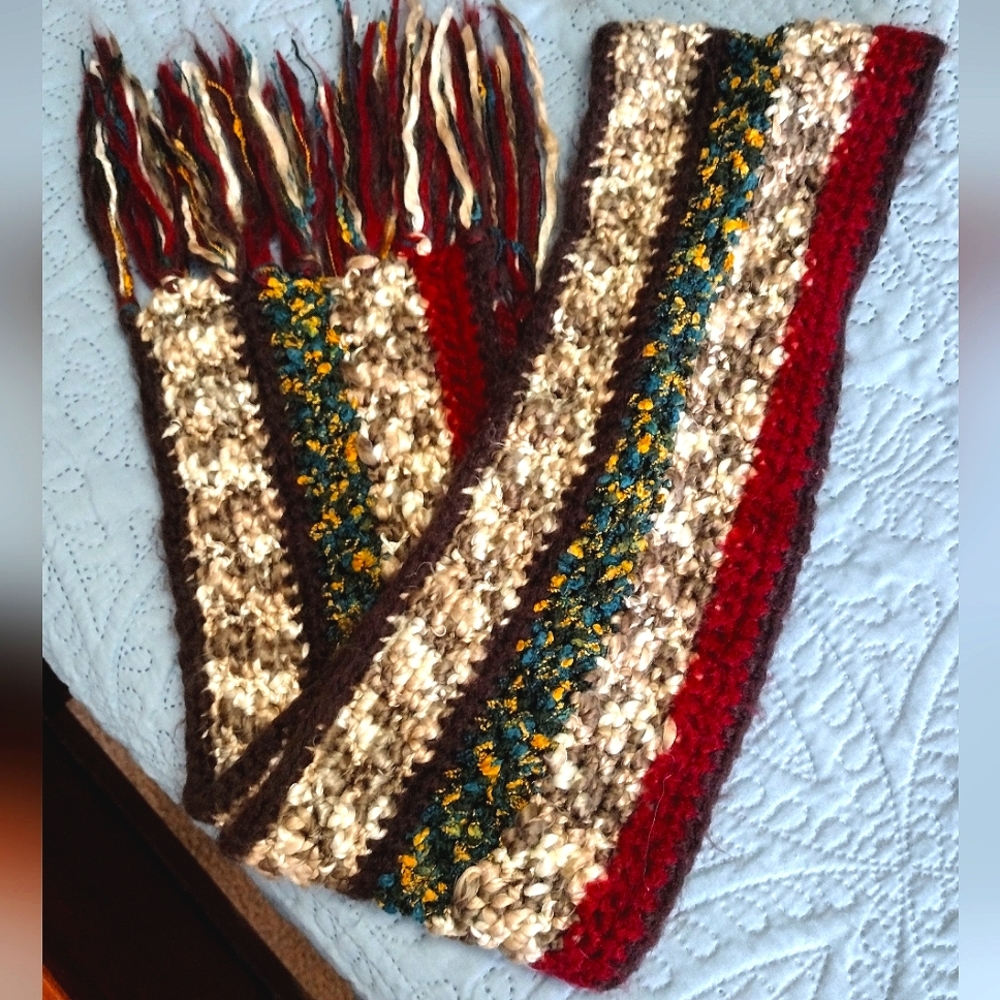 EUC Maurice's multi-colored knit scarf with fringe